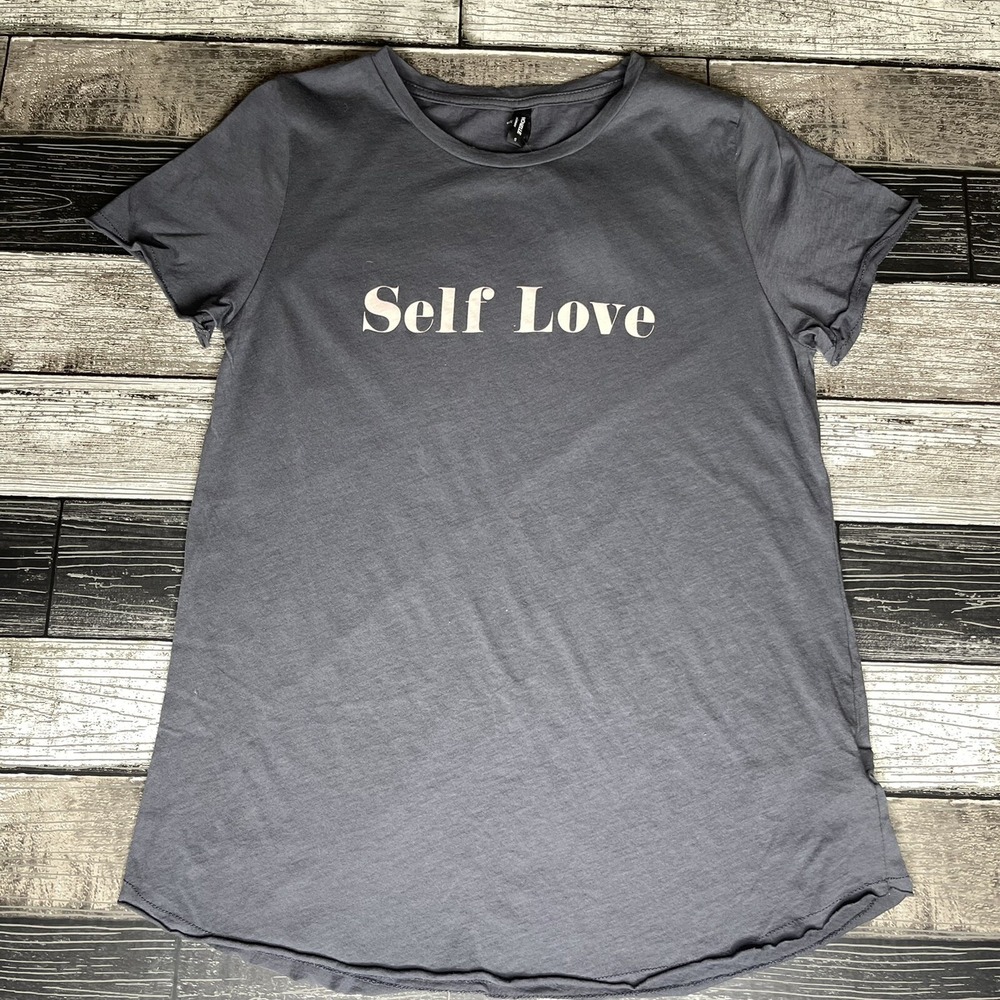 NEW Michelle by Commune Short Sleeve Tee Shirt Womens Size Small Gray Cotton